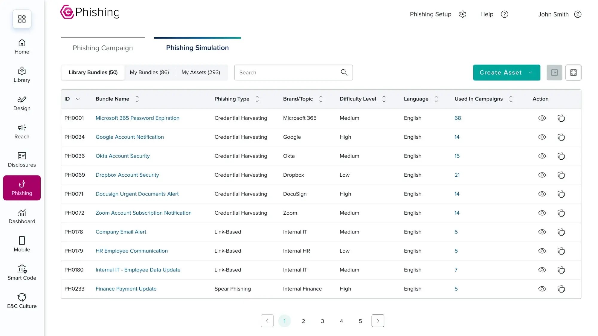 02-Phishing Simulation-List view 1-1