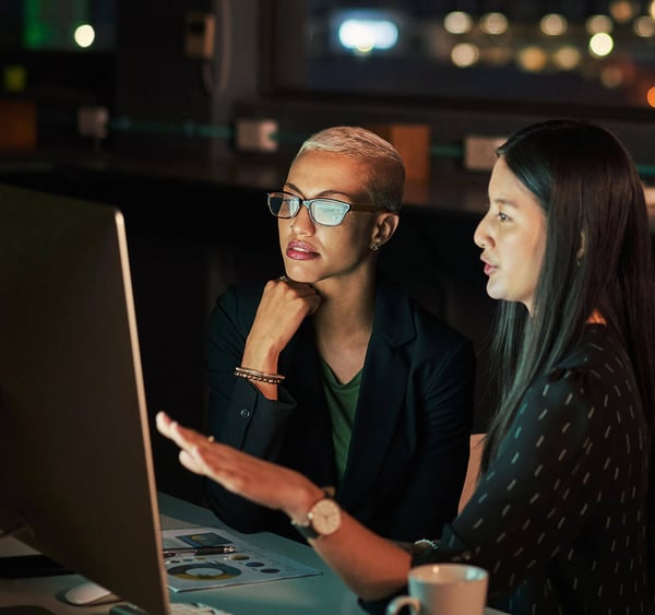 two women desktop computer