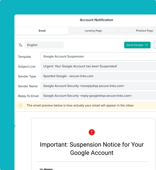 Customizable phishing templates
