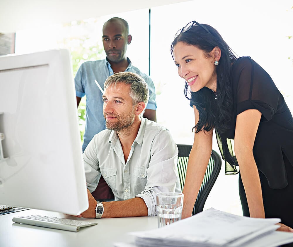 Anti-harassment diverse trio of coworkers