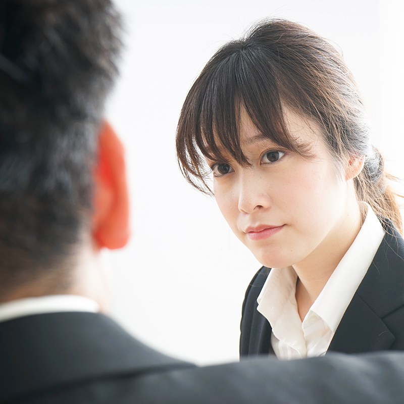 Japanese female worker with boss